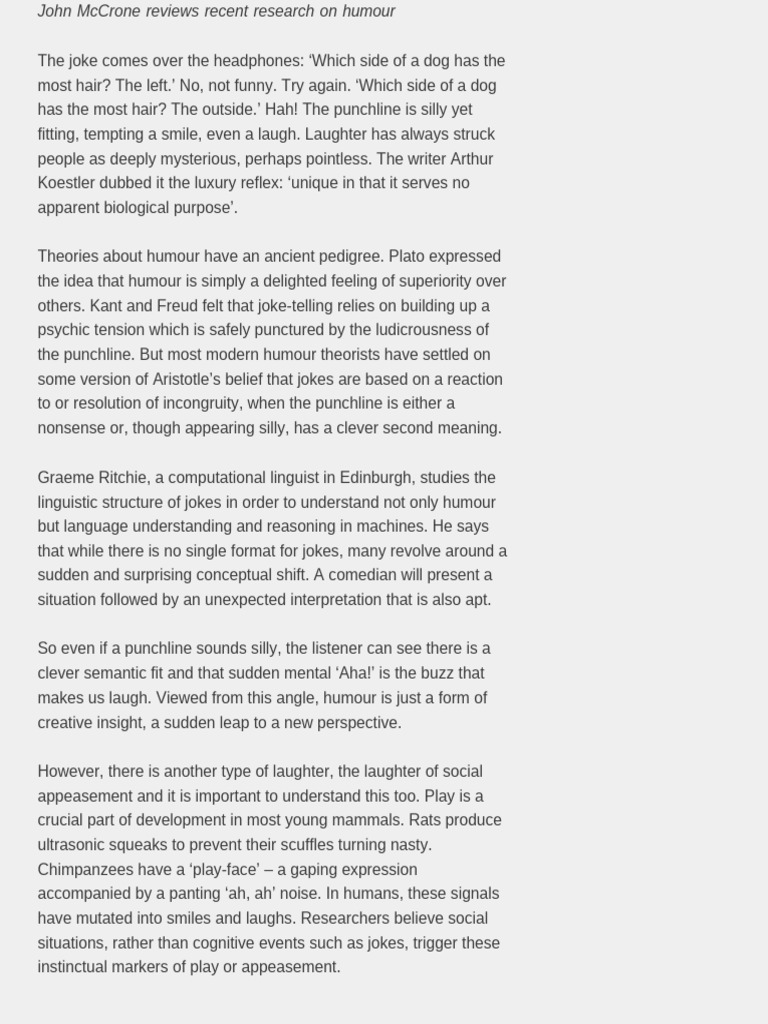 Understanding the Science of Humour | PDF | Functional Magnetic ...