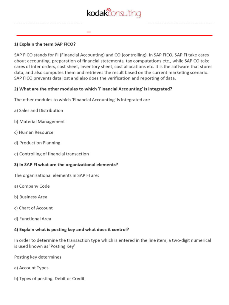 Sap Fico Interview Questions