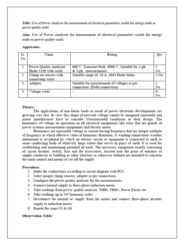 4 use of power analyser for measurement of electrical parameters useful