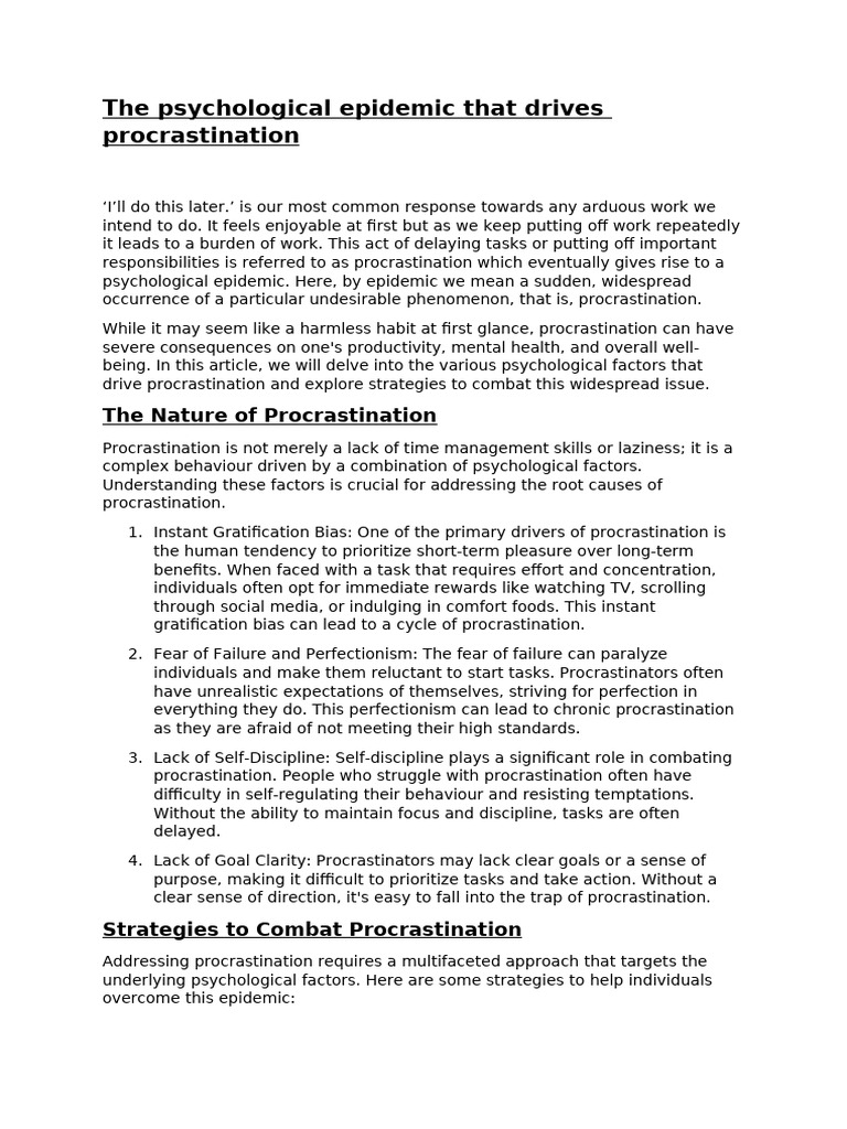 Understanding Procrastination's Psychology | PDF | Professional Skills ...