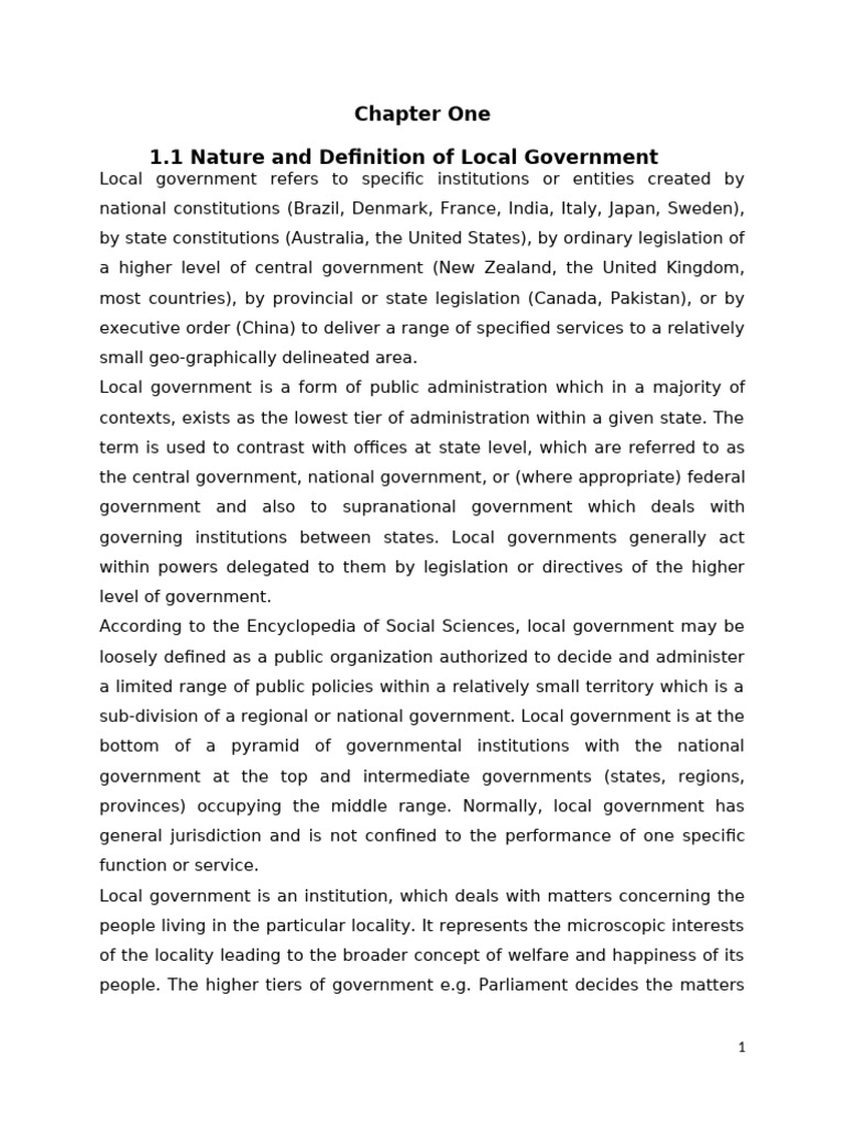 Understanding Local Government Concepts | PDF | State (Polity ...