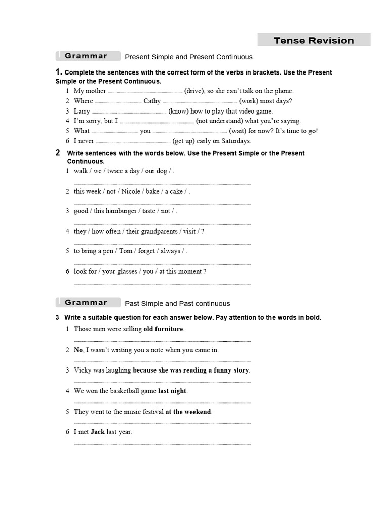Verb Tense Revision | PDF | Language Mechanics | Grammar