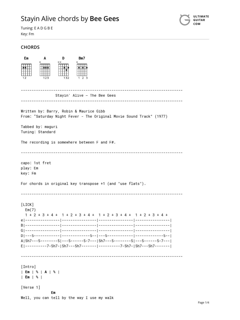 Stayin Alive - Bee Gees | PDF | Song Structure | Elements Of Music