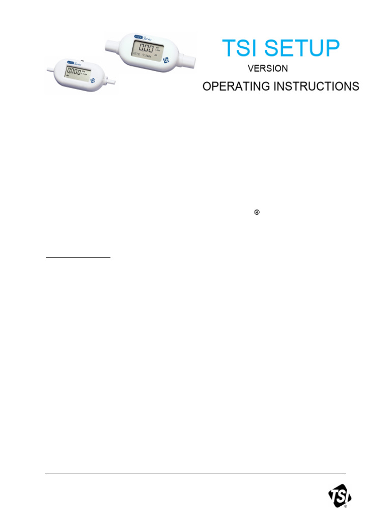 TSISETUP Operating Instructions | PDF | Flow Measurement | Calibration