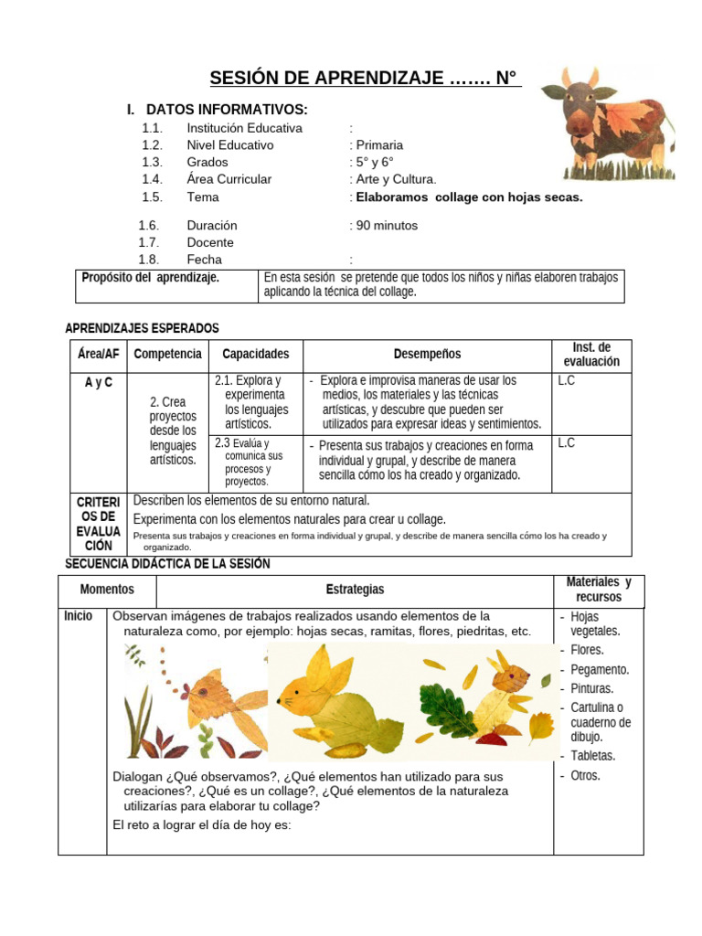 Collage Creativo con Hojas Secas | PDF | Collage | Evaluación