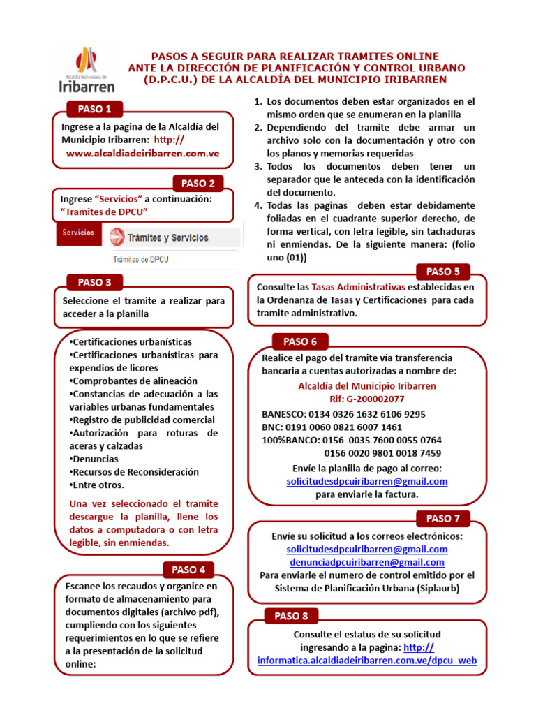 Trámites en línea DPCU Iribarren | PDF | Informática