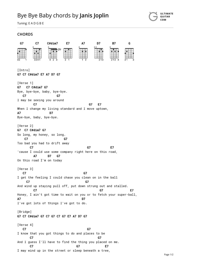 Bye Bye Baby - Janis Joplin | PDF | Song Structure | Popular Music