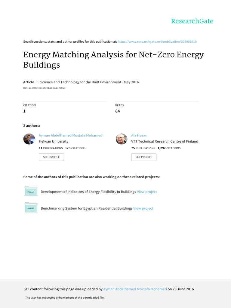 Energy Matching Analysis For Netzero Energy Buildings | PDF | Heat ...