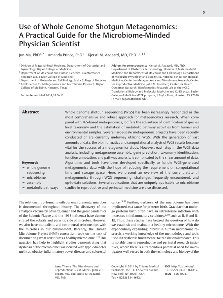 Use of Whole Genome Shotgun Metagenomics A Practical Guide For The ...