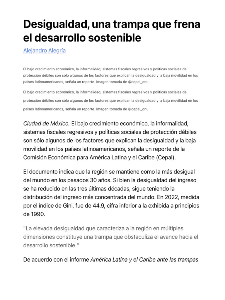 Desigualdad en América Latina y su impacto | PDF | Desigualdad ...