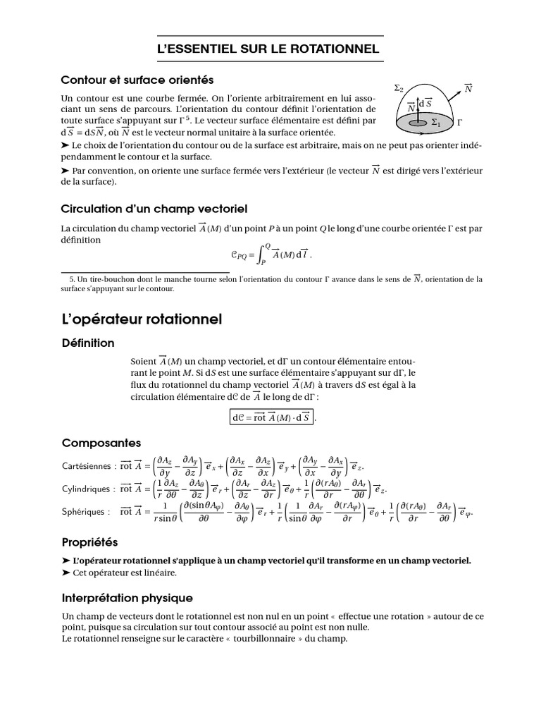 Essentiel sur le rotationnel en physique | PDF | Divergence (analyse ...
