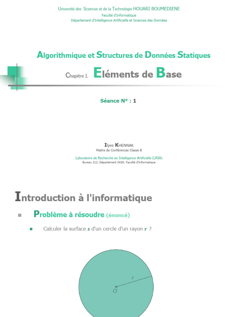 Introduction à l'Algorithmique et au Calcul | PDF | Programmation ...