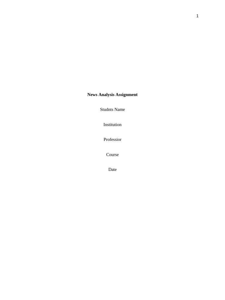 News Analysis Assignment Pdf