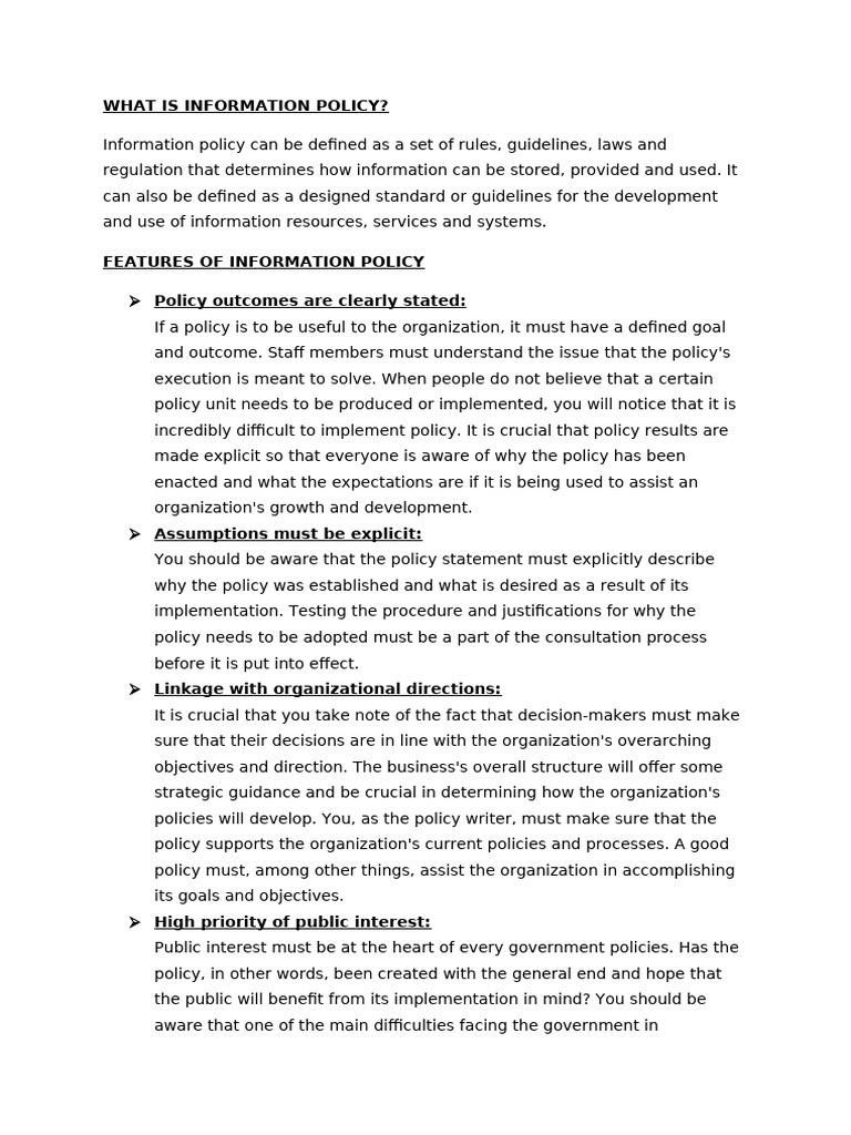 Overview of Information Policy | PDF | Methodology | Policy