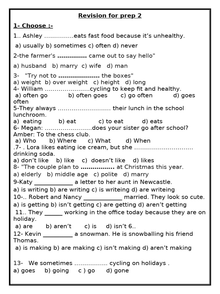 Revision For Prep 2 Pdf