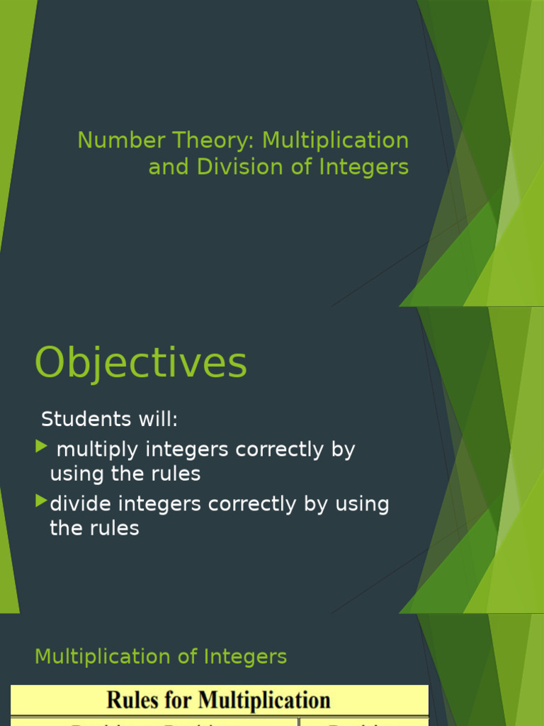 Lesson 3 - Multiplication and Division of Integers | PDF | Science ...