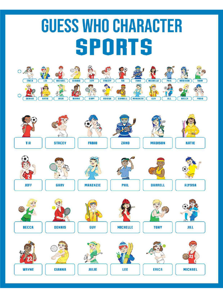 Guess Who Character Sheets - Sports | PDF