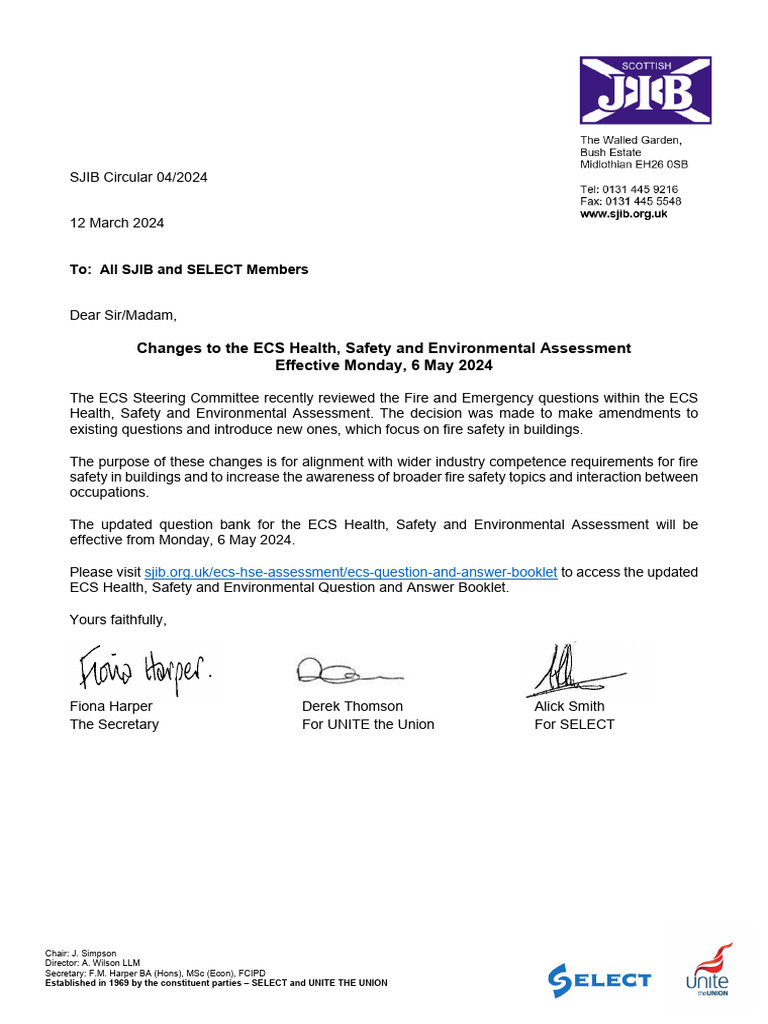 SJIB Circular 04 Changes To The ECS Health Safety and Environmental ...
