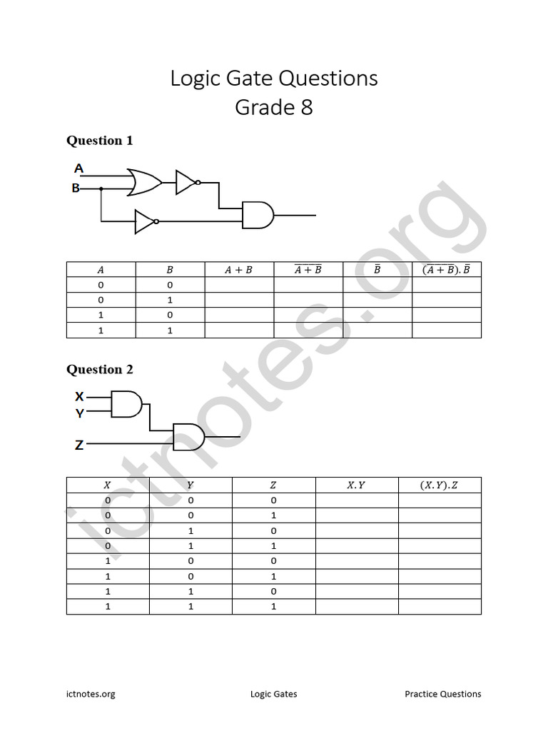 Logic gate questions pdf digital electronics integrated circuit
