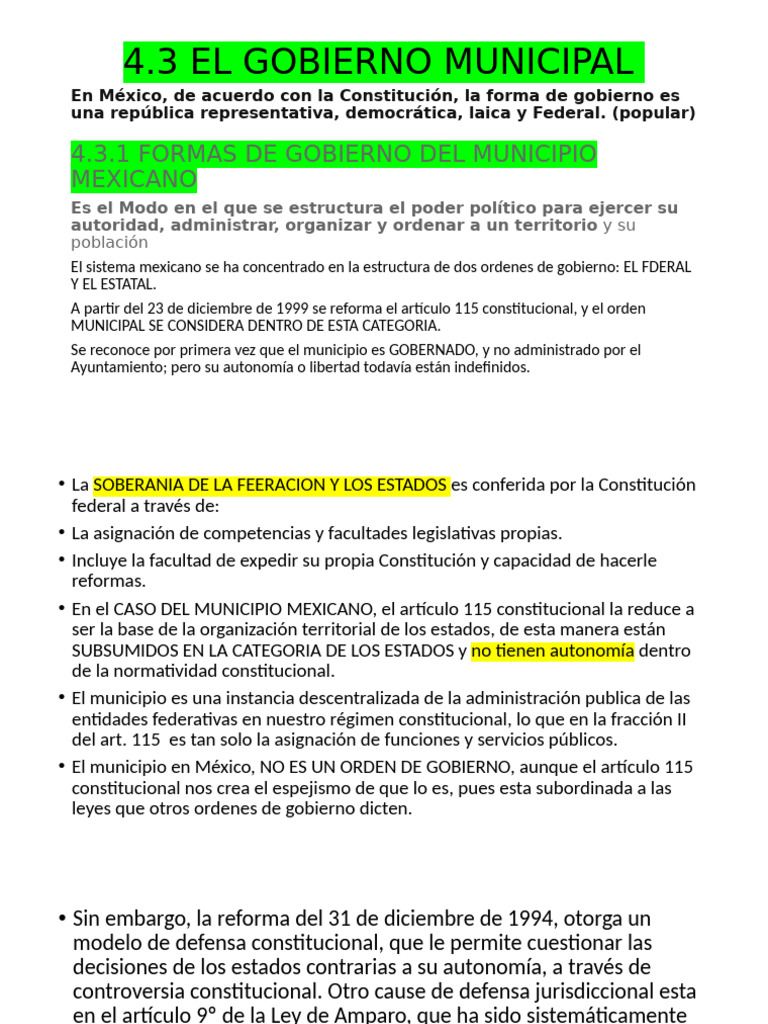 Gobierno Municipal en México: Estructura y Funciones | PDF | Gobierno ...