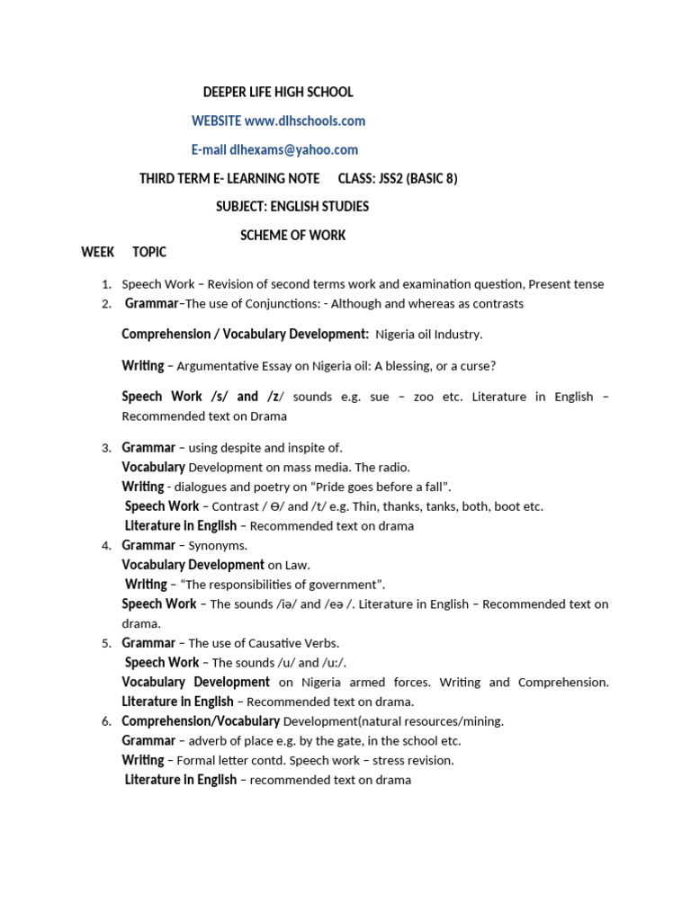Basic 8 English New E-Note Third Term | PDF | Stress (Linguistics) | Poetry