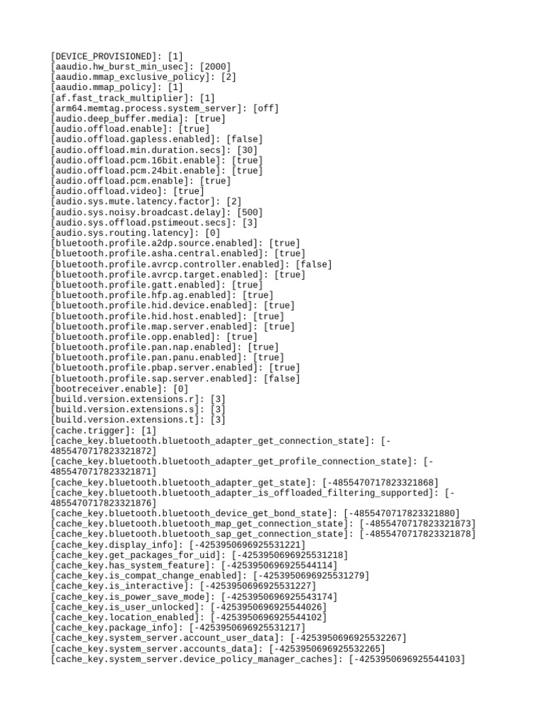 Android System Configuration Data | PDF | Computing | Information And ...