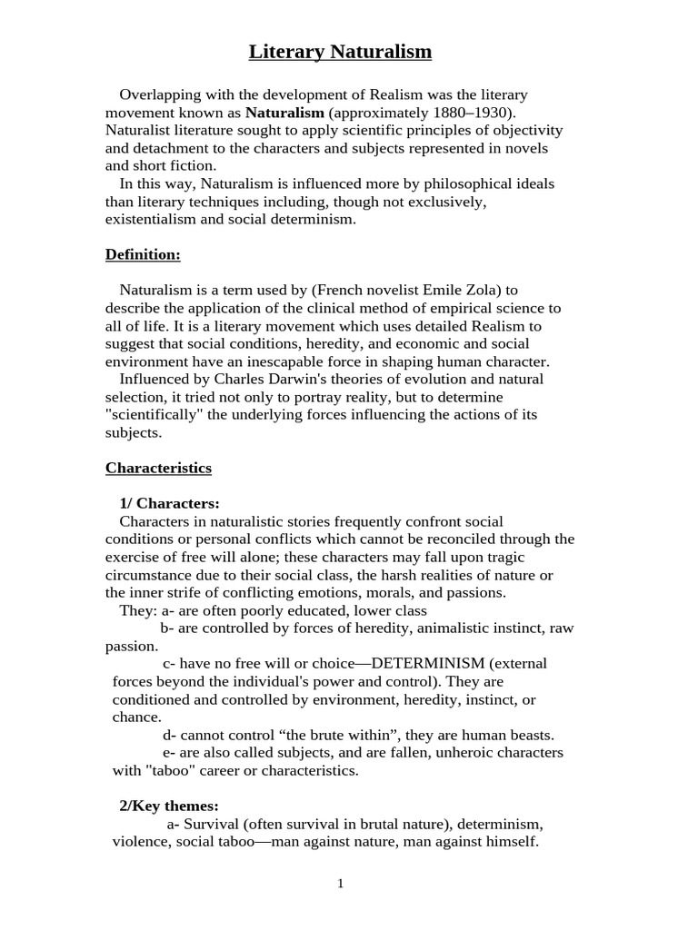Literary Naturalism | PDF | Liberal Arts Education