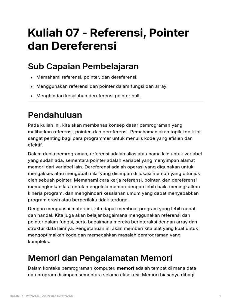Referensi dan Pointer dalam Pemrograman | PDF