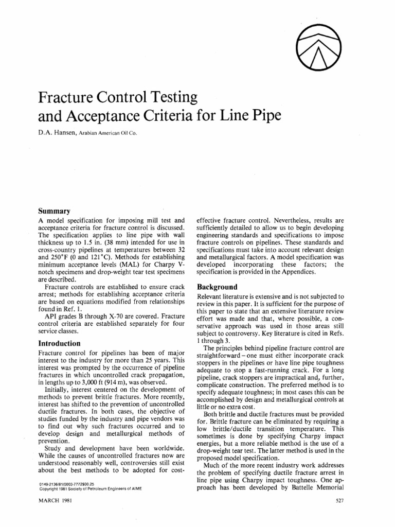 Fracture Control Testing for Line Pipe | PDF | Fracture | Pipe (Fluid ...