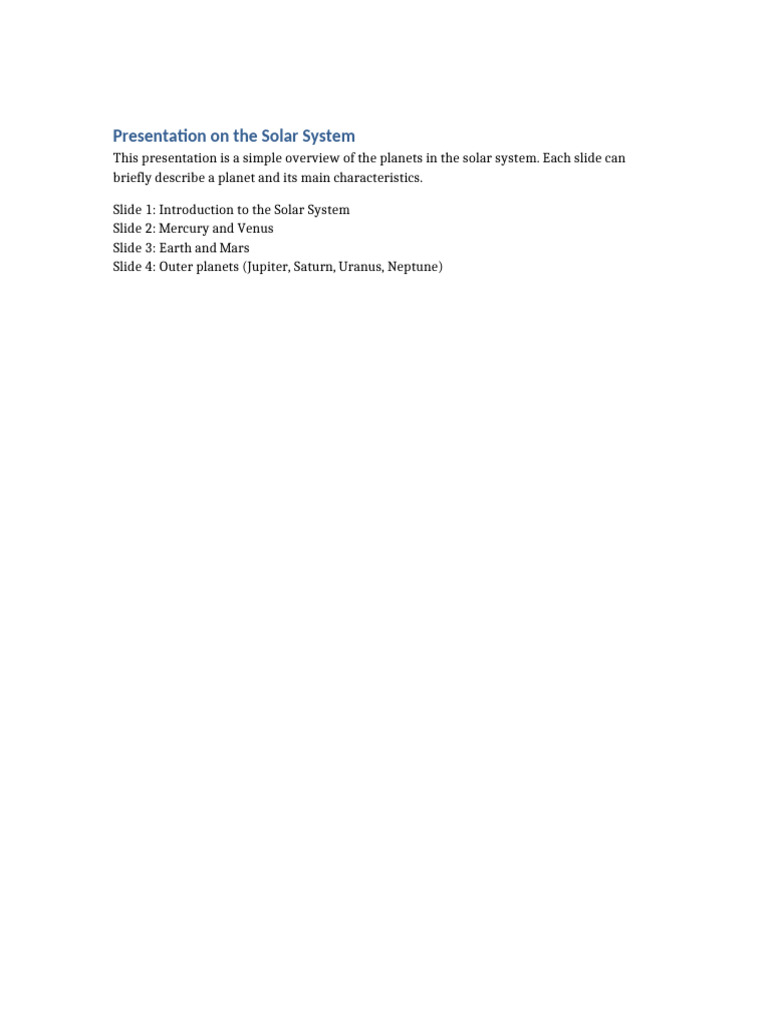 Overview of Solar System Planets | PDF | Social Science | Science ...