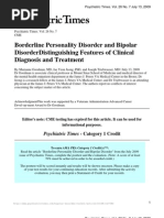 Borderline Personality Disorder and Bipolar Disorder Distinguishing