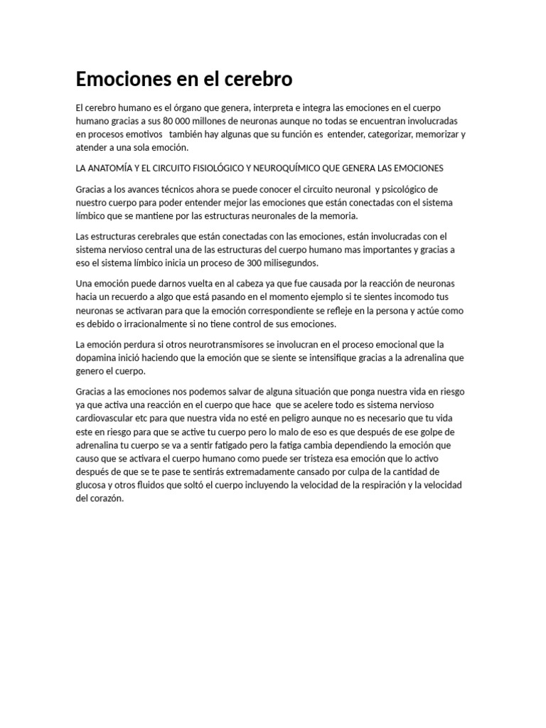 Emociones y su impacto en el cerebro | PDF