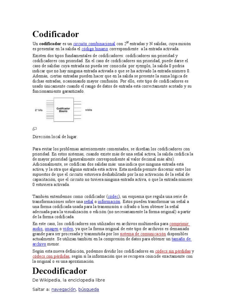 Tipos y funciones de codificadores y decodificadores | PDF ...