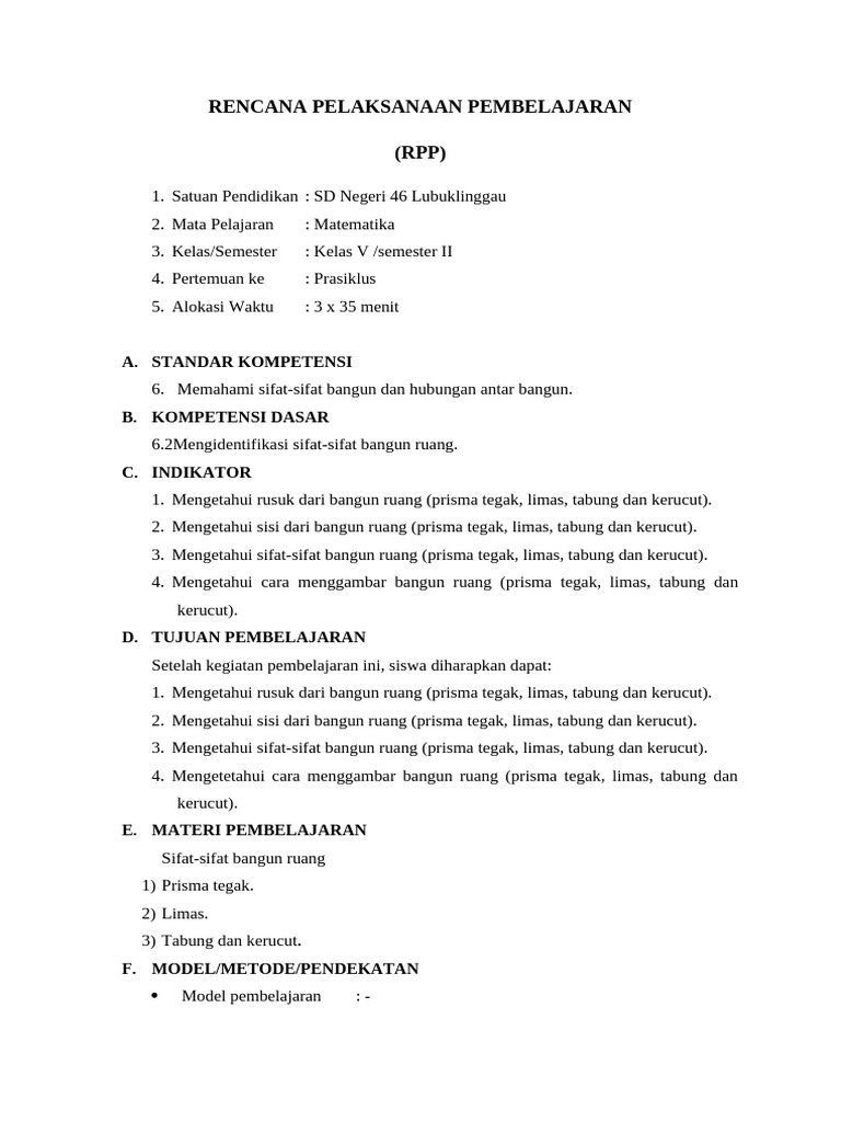 RPP Prasiklus | PDF | Karier & Perkembangan | Seni & Disiplin Bahasa