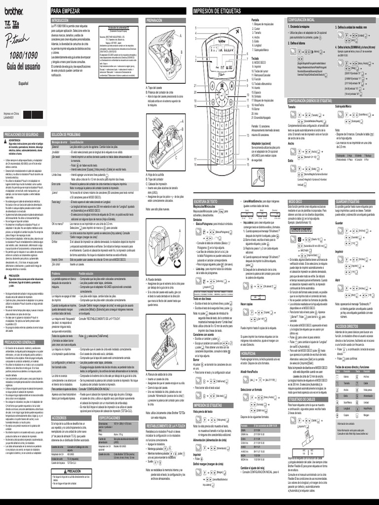 Ptouch 1090 | PDF