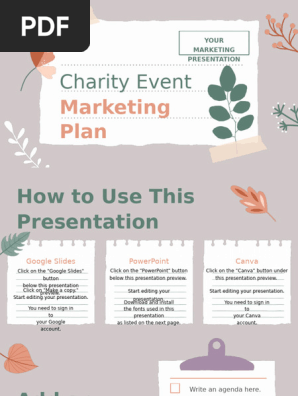 Soft Beige, Red and Green Plants Scrapbook Charity Event Marketing Plan Presentation