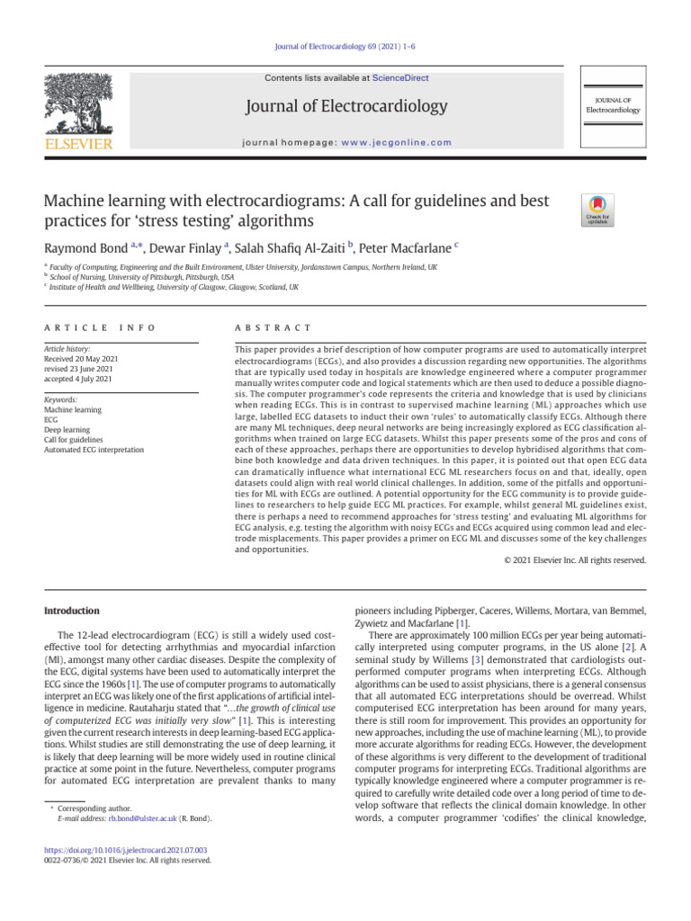 Guidelines for ECG Machine Learning | PDF | Machine Learning | Deep ...