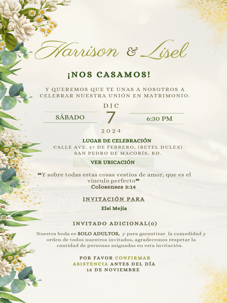 Invitación - Boda - de La Rosa Morales PDF | PDF, image size:768x1024