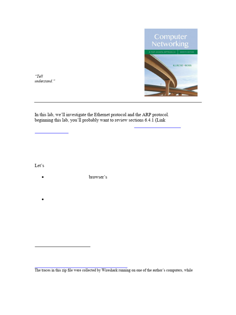 Wireshark Ethernet and ARP Lab Guide | PDF | Network Packet | Internet ...