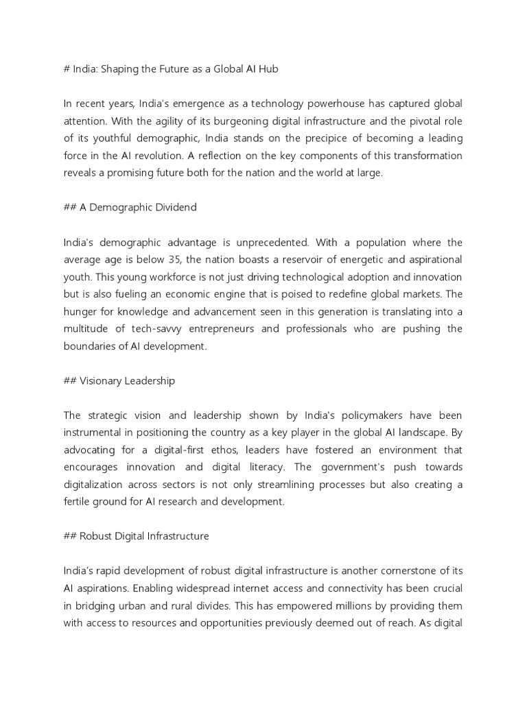 India Shaping The Future As A Global AI Hub | PDF | Innovation ...