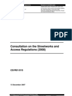 Consultation On The Streetworks and Access Regulations (2008)