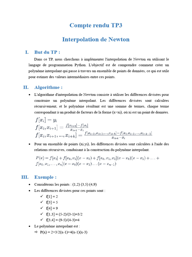Interpolation de Newton en Python | PDF | Méthodes et références ...