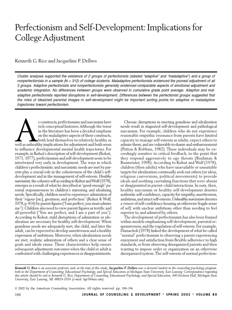 Perfectionism's Impact on College Adjustment | PDF | Perfectionism ...