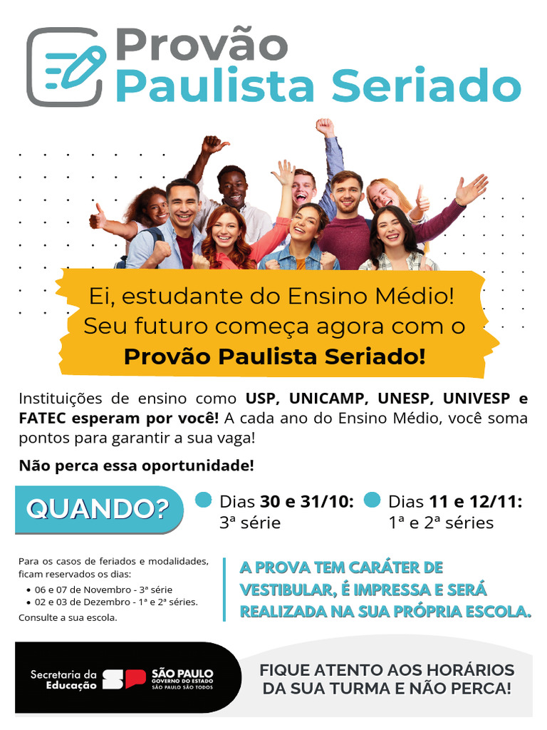 Provão Paulista Seriado 2025: Datas e Informações | PDF