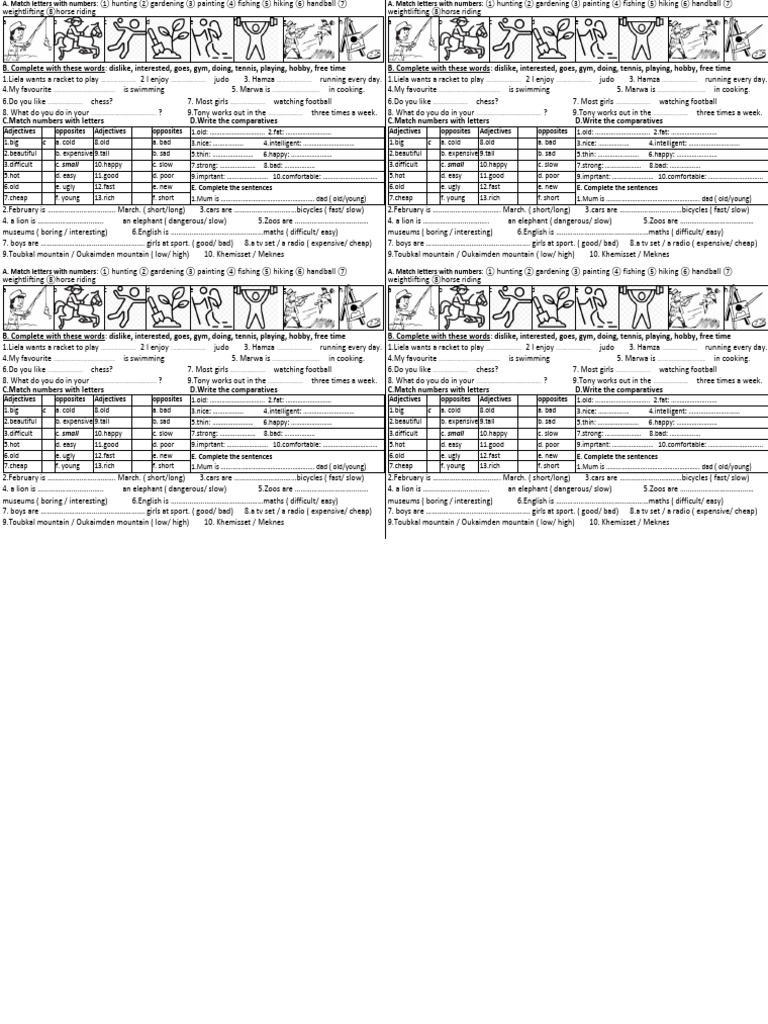 Leisure Activities and Comparatives | PDF | Leisure | Recreation