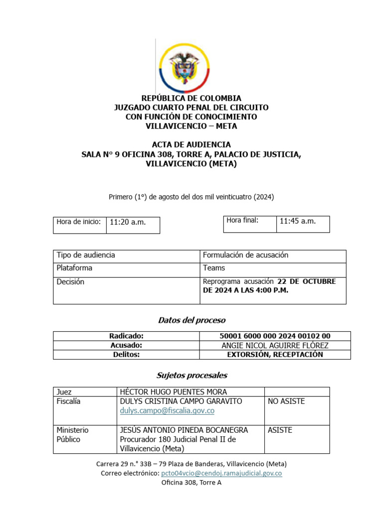 Audiencia Penal Reprogramada | PDF | Crímenes | Crimen y violencia