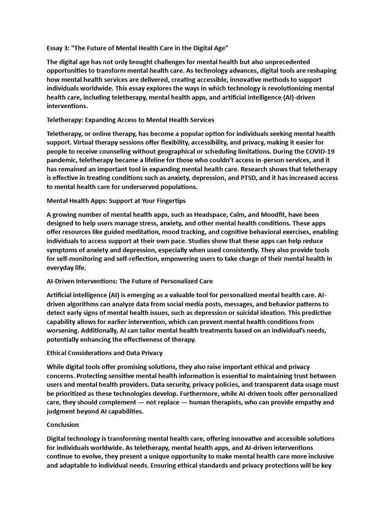 Digital Innovations in Mental Health Care | PDF | Mental Health ...