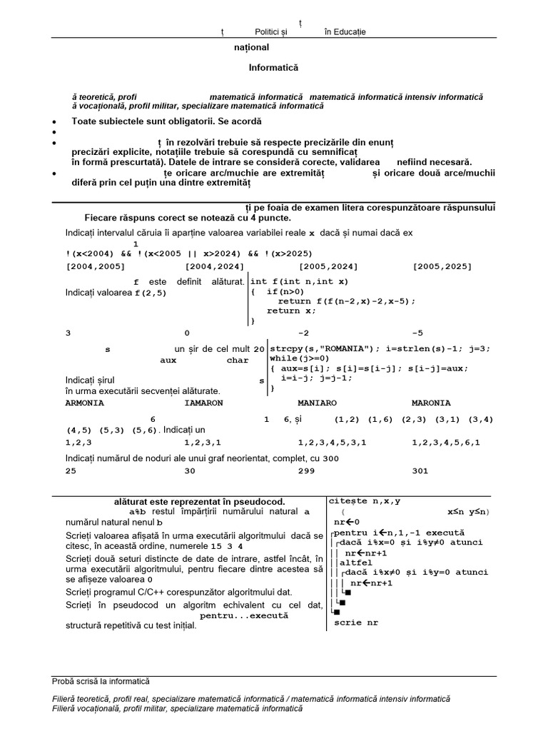 E D Informatica 2025 SP MI C Var Model | PDF