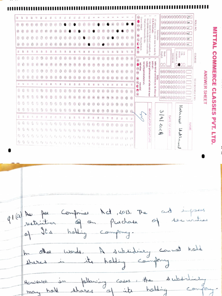 Answer Sheet Instructions Guide | PDF