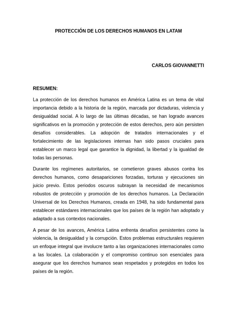 Protección de Los DDHH | PDF | Colombia | Derechos humanos